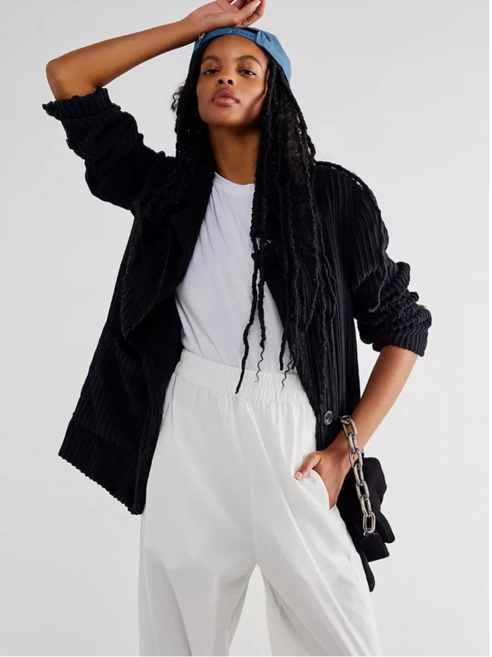 Free People / We the Free - Everly Corduroy Blazer - Black - Size Small